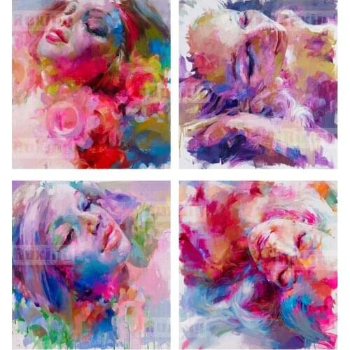 5D Diamond Painting Cross-Stitch Kits Diamond Embroidery Colorful ink painting woman Rhinestone Mosaic Pictures Home Decor Gifts