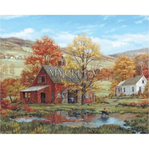 5D Diy Diamond Painting Autumn Farm Diamond Mosaic Full Home Decor Diamond Embroidery Crafts Cross Stitch landscape Needlework