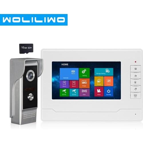 7 Inch Touch Monitor Video Intercoms Home Security System,Multi-language Video Doorbell With Metal IR Vision Camera For Villa