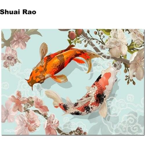 Koi fish graph diamond painting sale japanese 3d cross stitch diamond embroidery full round square rhinestone WALL art