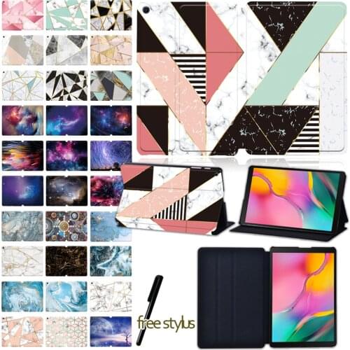 Cover for Samsung Galaxy Tab A 10.1" T510 / Tab A 10.1" T580 Printing Pattern Leather Stand Shockproof Tablet Case
