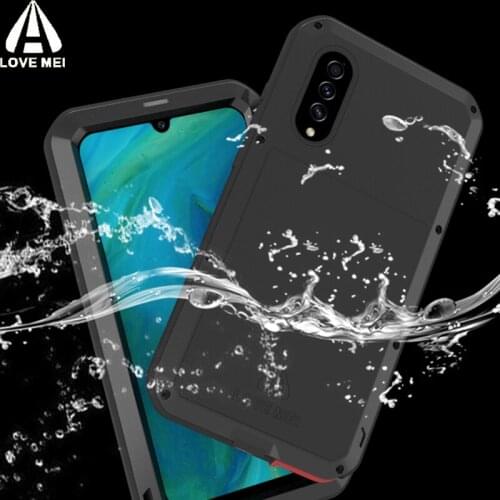 LOVE MEI on A70s Phone Case Life Waterproof Shockproof Metal Armor Case for Samsung Galaxy A70S Water Resistant Cover With Glass