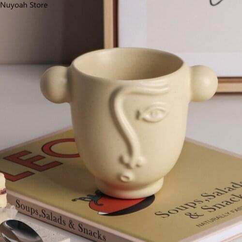 Human Face Abstract Cup Personality Ceramic 300mL Coffee Cup Modern Home Afternoon Tea Mark Cup Nordic Living Room Decoration