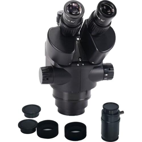 Black 7X-45X Simul-Focal Trinocular Microscope Zoom Stereo Microscope Head + WF10X/20 Eyepiece for Lab