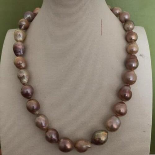 Elegant 11-12mm freshwater multicolor baroque pearl necklace 18inch 925silver
