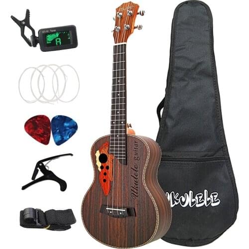26 Inch Tenor Ukulele Grape Sound Hole Hawaiian Guitar 4 Strings Rosewood Ukelele Set with Bag
