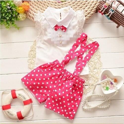 2019 summer baby girls newyear Christmas outfit clothing sets chiffon plaid t-shirt+ overalls pant baby girls clothes set