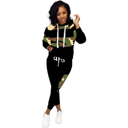 Zoctuo Outfit Set For Women Casual Camo Leopard Print Two Piece Set Plus Size S-3XL Outdoor Lady Wear 2021 New Warm Tracksuit