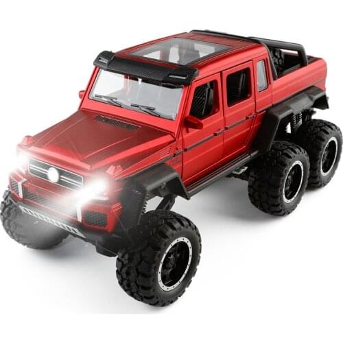 1:32 6WD Diecast metal G63 Off Road SUV Car Model Vehicles G 63 6X6 Wheels baby kids toys for children Glowing Gift Car Toy