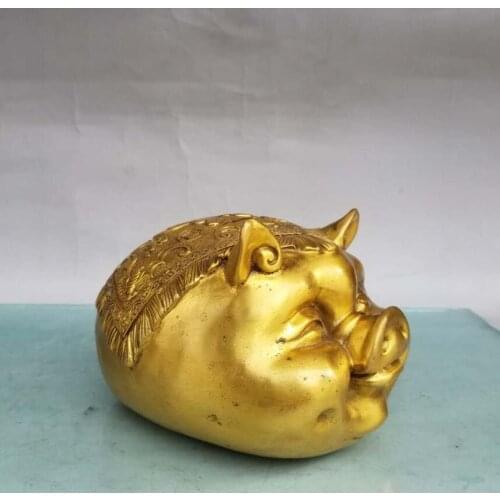 Copper pig decoration brass piggy bank home feng shui decoration zodiac pig handicraft