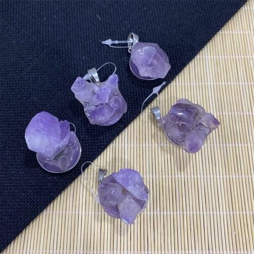 Flower Shape Amethyst Fashion Pendant, Exquisite Crystal Pendant for DIY Jewelry Making, Necklace and Bracelet Size 25x25mm