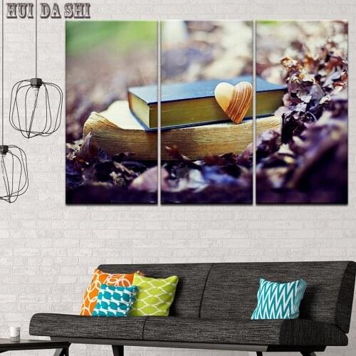 Modular Canvas Pictures Living Room Framework HD Home Decoration 3 Panel Book Love Printed Painting Wall Art Modern Poster
