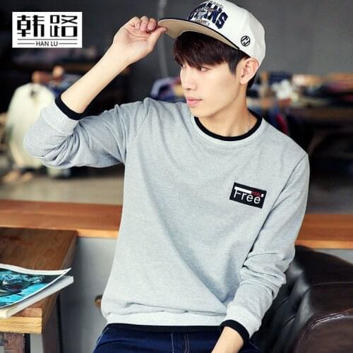 HANLU Spring autumn hot sale mens Thicken Long-sleeved round neck Cotton Sweatshirts Casual fashion Breathable pullover