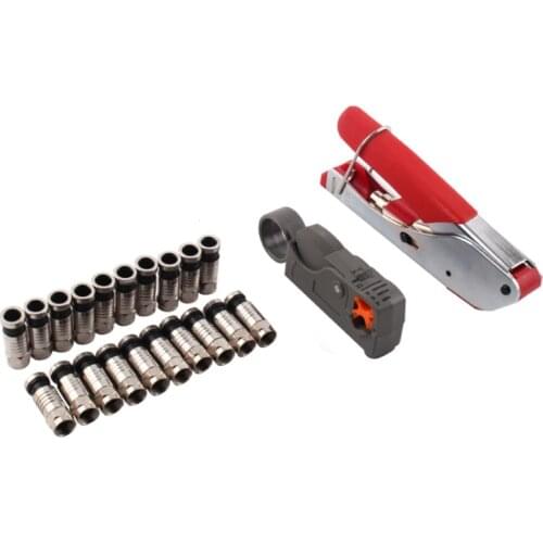 Coaxial Cable Crimping Tool Set Squeezing Forceps&Wire Stripper For RG58 RG59 RG6 Coax Cable Crimper With Compression Connectors