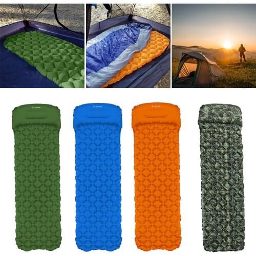 Camping Inflatable Sleeping Pad Tent Mat Travel Air Mattress Pillow Camo Hiking Outdoor Backpacking Travel Air Bed Picnic
