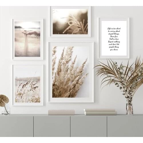 Autumn Flowers Wall Art Canvas Grass Plants Desert Beach Wall Paintings Nordic Posters And Prints Picture Living Room Wall Decor