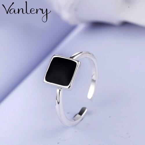 New Trendy Charm Black Square Rings For Women Men Boho Knuckle Party Rings Punk Cocktail Jewelry Girls Gift anillos 2021