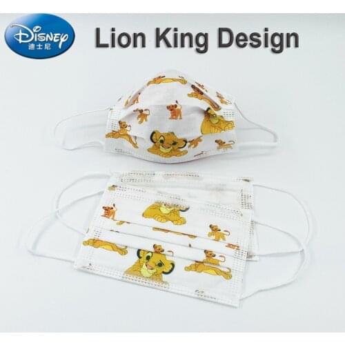 20/50Pcs Childrens Disposable Face Shield Masks Disney Anime Lion King Kids Cartoon Masque 3 Lay fabric Mascara