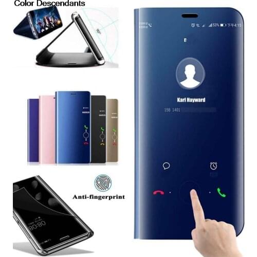 Original Silicone Case For Huawei Nova 5t Luxury Flip Leather Stand Magnetic Cover Clear View 3d Smart Mirror Coque For Nova 5 t