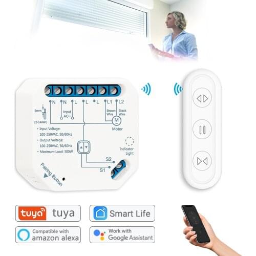 Tuya Smart Life Wifi Curtain Switch for Motorized Rolling Shutters works with Google Assistant and Echo Alexa Voice Control