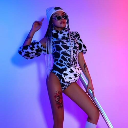 Lovely Cows Nightclub Interactive Costumes Suit Sexy Leotard Gogo Bar Clothing Jazz Pole Dancing Stage Wear Rave Outfits YS1598