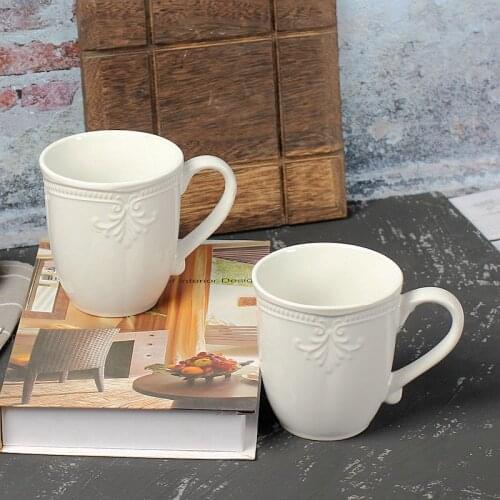 Nordic Simple Relief Mug Breakfast Coffee Cup Cereal Milk Cup Large Capacity Home Office Gift