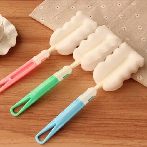 Sponge Cup Bottle Brush Kitchen Cleaning Tool Long Handle Sponge Brush for Wineglass Bottle Coffe Tea Glass Cup Household