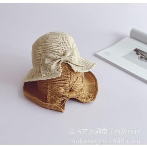 Fresh Children Bow Straw Hats Girls Babies Traveling Summer Solid Color Sun Visor Lady Bowtie Plainfashion Caps