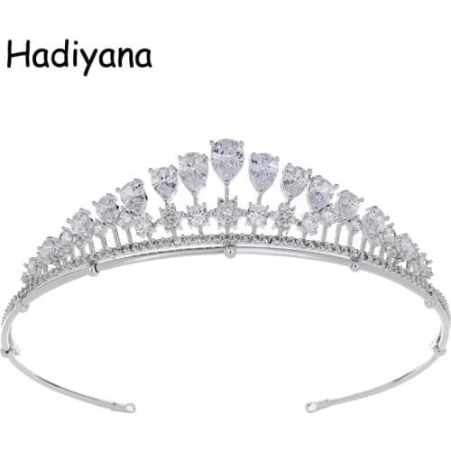 Tiaras And Crown HADIYANACharming Ladies Party Wedding Zirconia Bridal Heanband Hair Jewelry With Cheap Price HG6085 Corona