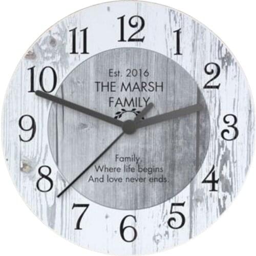 Vintage Wall Clock Wooden Quartz Clock Shabby Chic Large Wooden Kitchen Wall Clock New Home Decor