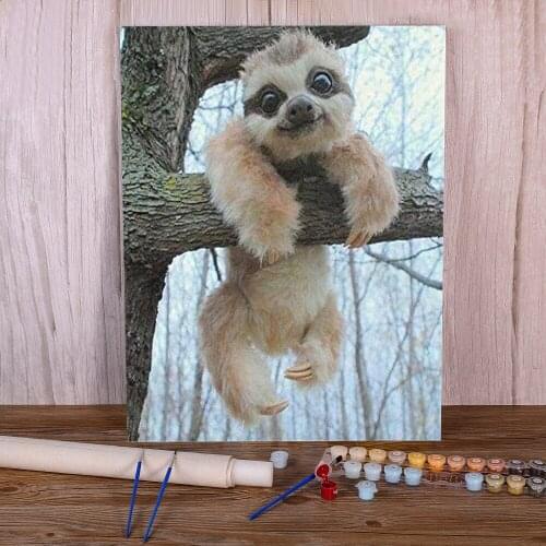 Animal Sloth Painting By Numbers Set Oil Paints 40*50 Paiting By Numbers Wall Decoration For Handiwork