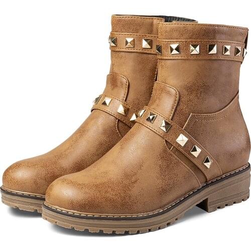 Winter Booties Woman 2021 Plus Size Fashion Leather Riding Boots Designer Booty Shoes Ladies Zipper Ankle Boots Woman