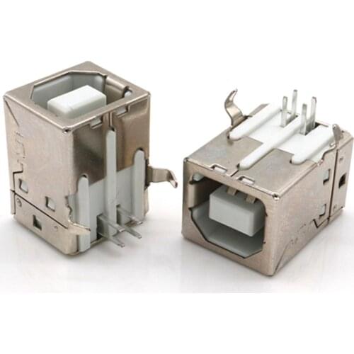 10PCS B Type Female USB Sockets 90 Degree Plug-in Board DIP Printer Square Socket Copper Digital Electronic Products