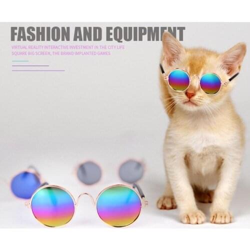 100pcs/lot Cat Fashion Sunglasses Mixed Colors Metal Pet Glasses for Small Dogs Factory Wholesale
