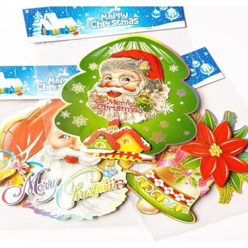 12 Kinds of Santa Claus Series Stickers Paper Layer By Layer with Christmas Tree 3D Three Dimensional Stickers Cartoon Stickers