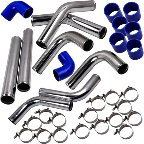 2.5 inch Universal Aluminum Intercooler Turbo Piping pipe Kit+ Silicone+Clamp