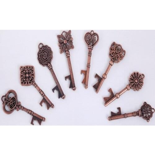 200pcs/lot Fast shipping New arrival Antique Kirsite Key Bottle Opener Retro Keyirng Keychain Beer Bottle Openers