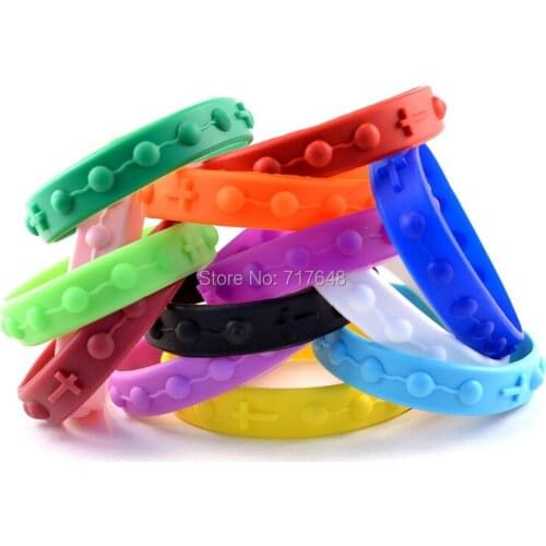 200pcs Rosary Decade wristband silicone bracelets free shipping by FEDEX