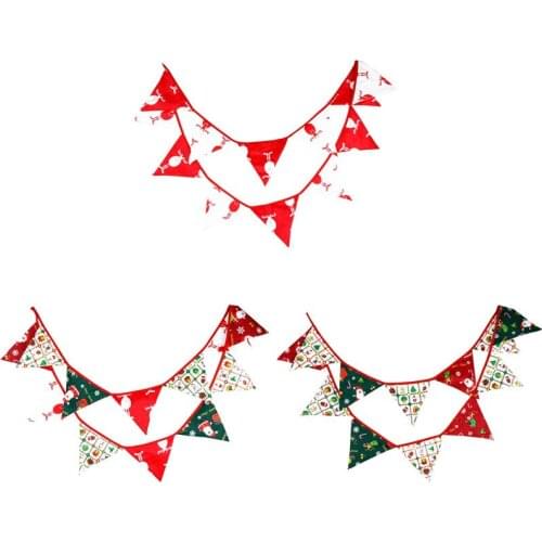 3.2m/3.6m New Year Cartoon Santa Claus Merry Christmas Cotton Banner 12 Flags Pennant Garland Birthday Party Bedroom Decor Gift