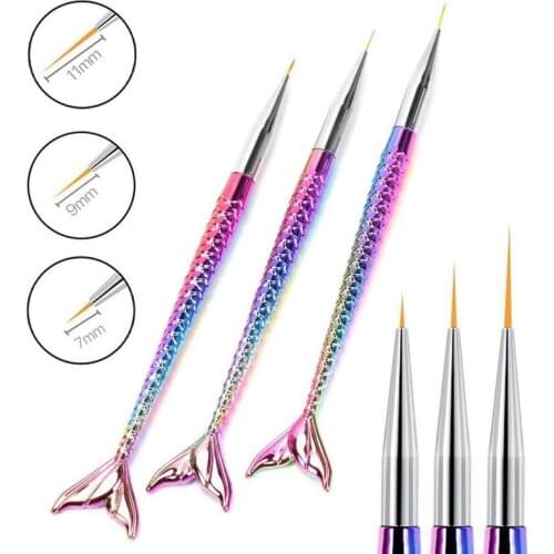 3pcs Nail Art Brush Painting Pen Liner Drawing/ UV Gel Dust Clean Pen Nail Art Tools Mermaid Tiny sharp brush Mini brush,HG66011