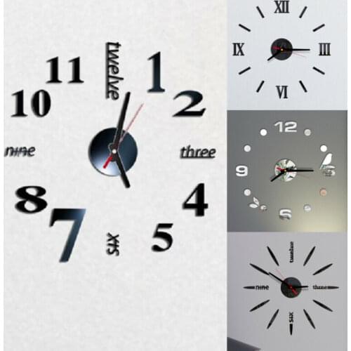 3D Acrylic Large Wall Clock Frameless Mirror Number Sticker Modern Art Decal Decor