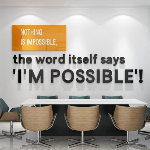 3D English Alphabet Wall Sticker Company/Office Front Desk Decoration Background Personality Inspirational Acrylic Wall Stickers