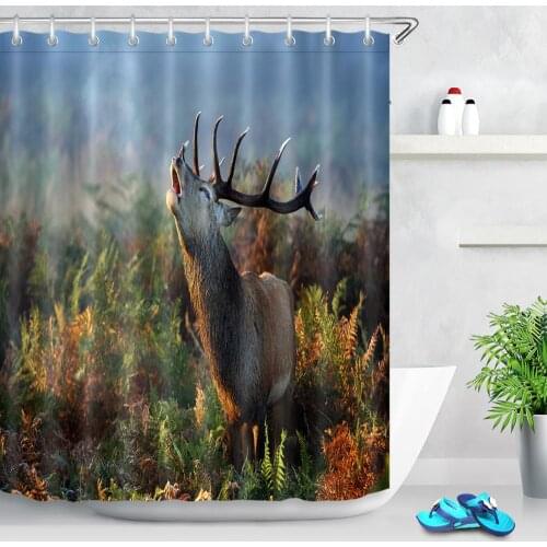 3D Animal Deer Shower Curtains Bathroom Curtain Waterproof Bath Screens Mildewproof Polyester Fabric Curtains for Home Decor
