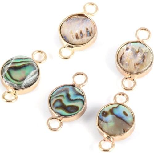 5pcs Delicate Natural abalone Shell Round Bezel Connectors Jewelry Making Handmade DIY Necklace Bracelet Earrings Accessories