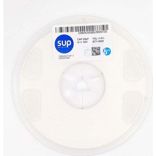 50PCS C0603C0G220J500NTDD Chip capacitor 0603 NPO 22pF 50V ±5% Thickness 0.8mm