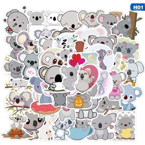 50pcs Cute Animal Koala Cartoon Sticker Decal For for Laptop Luggage Car Fridge Graffiti Skateboard Toy Lovely Sticker