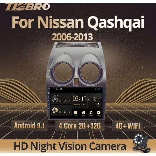 TIEBRO Android 9.0 2GB+32GB DSP CarPlay Car Radio Multimidia Video Player GPS For Nissan Qashqai 1 J10 2006-2013 2 Din Dvd