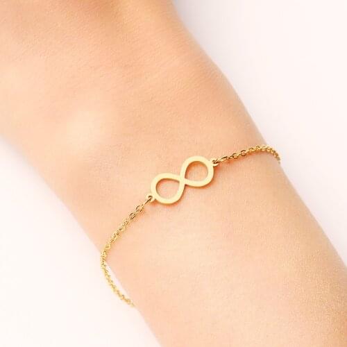 DOTIFI Stainless Steel Bracelet For Women Gold And Silver Color Infinity Figure 8 Pulseira Feminina Lovers Engagement Jewelry