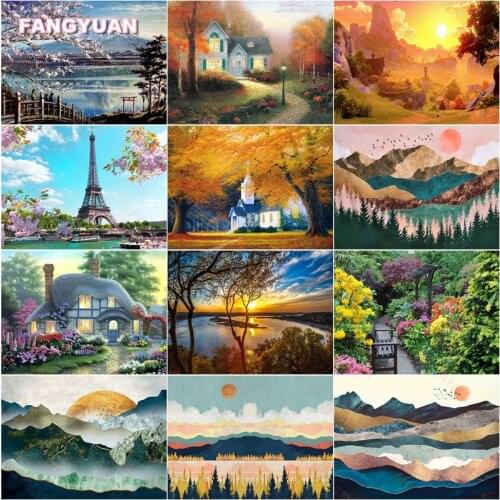 Diy 5D Diamond Oil Painting Full Round Square Drill Diamond Embroidery Home Decor Gift Landscape Series Diamond Mosaic Handmade