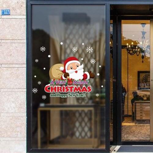 Double-sided Removable Wall Stickers Christmas Gift Window Glass Door Sticker Living Room Background Decoration Sticker